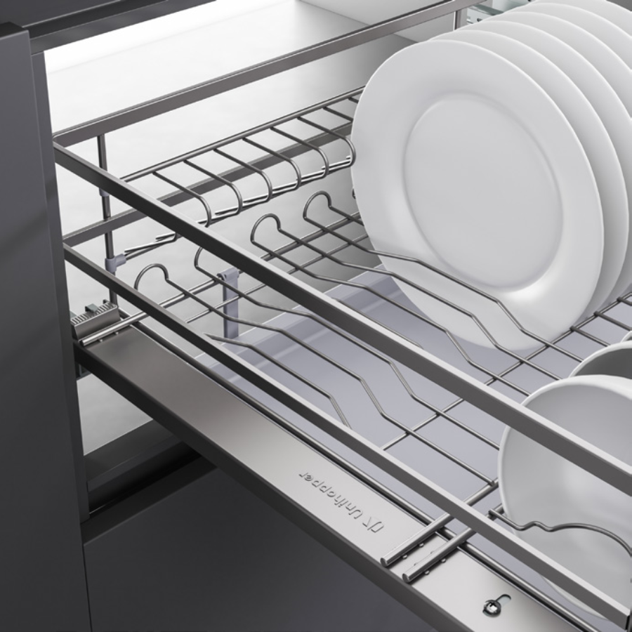 Выдвижная сушилка с лотком для столовых приборов NANO UNIHOPPER  в базу 800 мм, с доводчиком