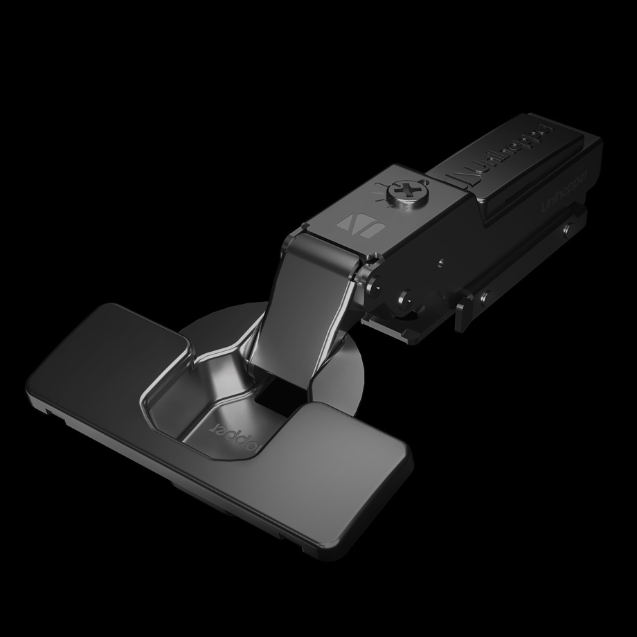 Полунакладная петля UNIHOPPER HUTTON с регулируемым доводчиком, с линейной планкой, 45мм, черный никель