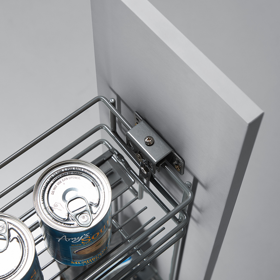 Выдвижная корзина NANO UNIHOPPER левая  в базу 150мм, серая, с доводчиком