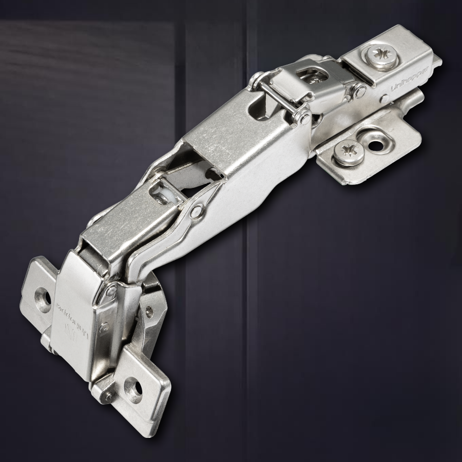 Угловая 155° 3D петля UNIHOPPER с доводчиком, 45мм, с декоративной накладкой