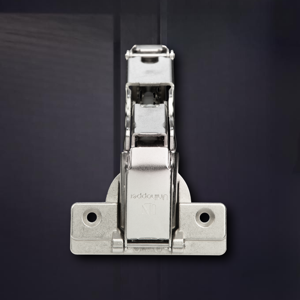 Угловая 155° 3D петля UNIHOPPER с доводчиком, 48мм, с декоративной накладкой